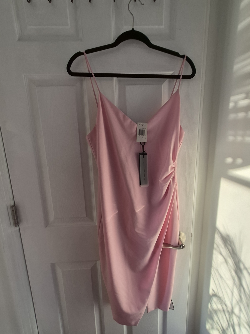 Women's Pink Slip Dress with Side Ruching